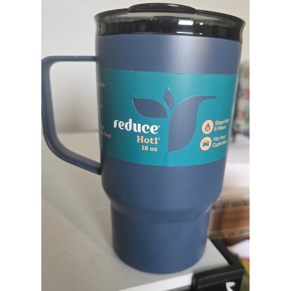 Reduce Hot1 18oz Insulated Stainless Steel Travel Mug Navy Blue Adjustable Lid